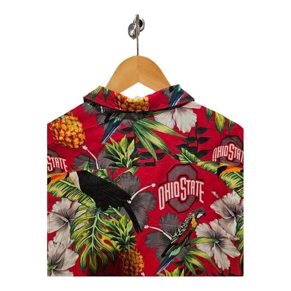 OHIO STATE Buckeyes Hawaiian Short Sleeve Button Down Shirt - Size XL - Picture 4 of 5